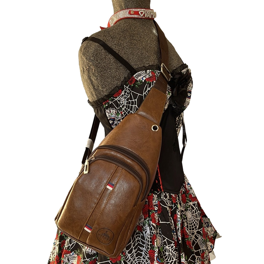 Oxford Station Vintage Style Unisex Crossbody Sling Bag Brown Vegan Leather - Picture 11 of 13